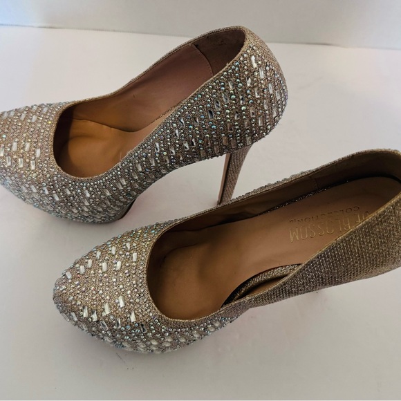 De Blossom Collection KINKO-178 Rhinestone Nude Sparkle Stiletto Pumps Size 9 - Picture 6 of 16